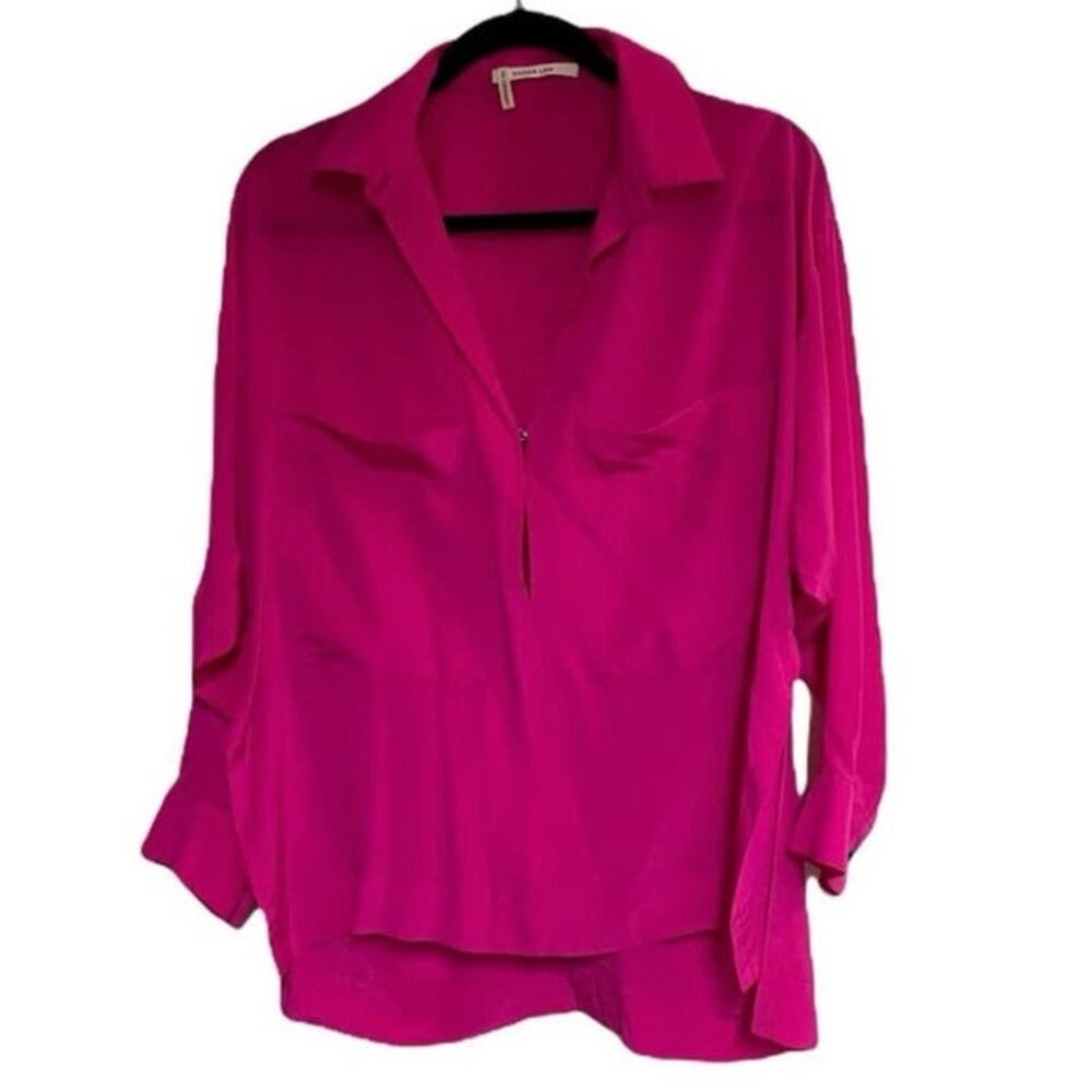 Derek Lam 10 Crosby 100% Silk Blouse Top Shirt Pink Oversized Fit Contemporary